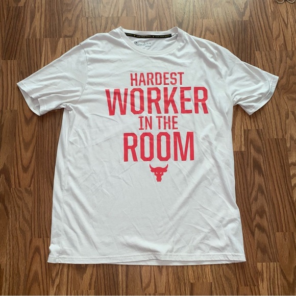 Under Armour White T-Shirt with Black and Yellow Accents project rock - Picture 2 of 8